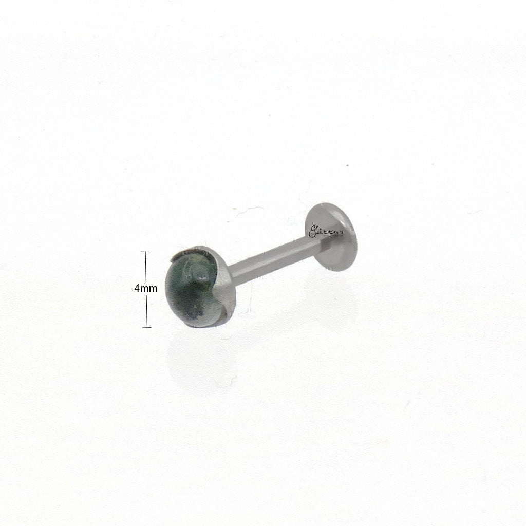Natural Moss Agate Top Titanium Flat Back Stud Earring-Tragus | Cartilage | Daith | Conch-2-Glitters