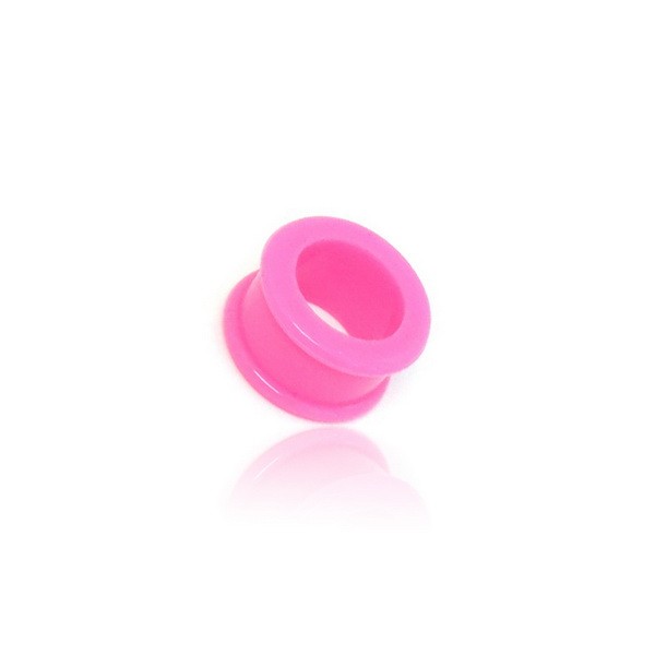 Pink Colour Silicone Flexible Double Flat Flared Tunnels-Body Piercing Jewellery, Plug, Tunnel-151-Glitters