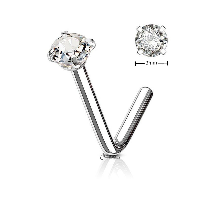 Round C.Z L Bend Nose Stud-Body Piercing Jewellery, Cubic Zirconia, L Bend, Nose Piercing Jewellery, nose pin, Nose Studs-3mmCZLBendNoseStuds_349fc4a0-28c2-413b-b48c-7e89b3428186-Glitters