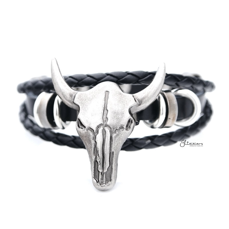Classic Multilayer Buffalo Skull Adjustable Leather Bracelet-Bracelets, Jewellery, leather bracelet, Men's Bracelet, Men's Jewellery-BCL0187-1_800-Glitters