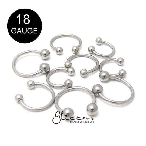 18 Gauge Surgical Steel Horseshoe/Circular Barbells with Balls-Body Piercing Jewellery, Horseshoe, Nipple Barbell, Septum Ring-CP0010-B-Glitters