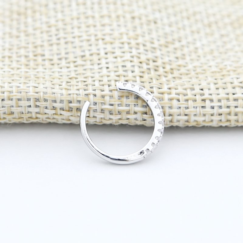 Minimalist CZ Non Pierced Ear Cuff - Silver-Body Piercing Jewellery, Cubic Zirconia, Ear Cuffs, earrings, Jewellery, Non-Pierced, Women's Earrings, Women's Jewellery-EC0099-S2-800-Glitters