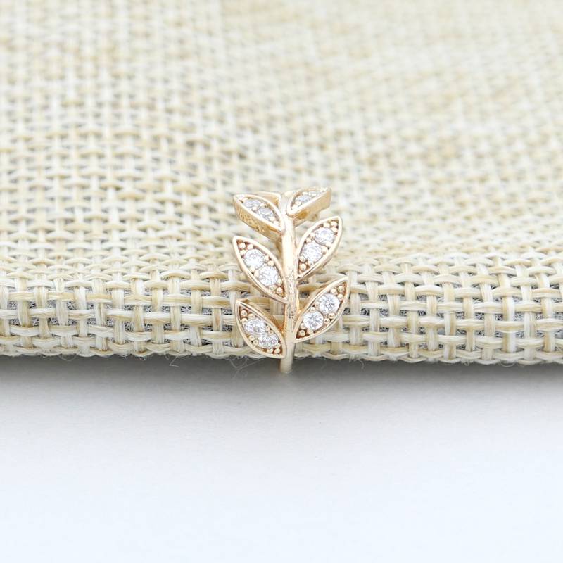 CZ Leaf Ear Cuff - Gold-Body Piercing Jewellery, Cubic Zirconia, Ear Cuffs, earrings, Jewellery, Non-Pierced, Women's Earrings, Women's Jewellery-EC0100-G2-800-Glitters