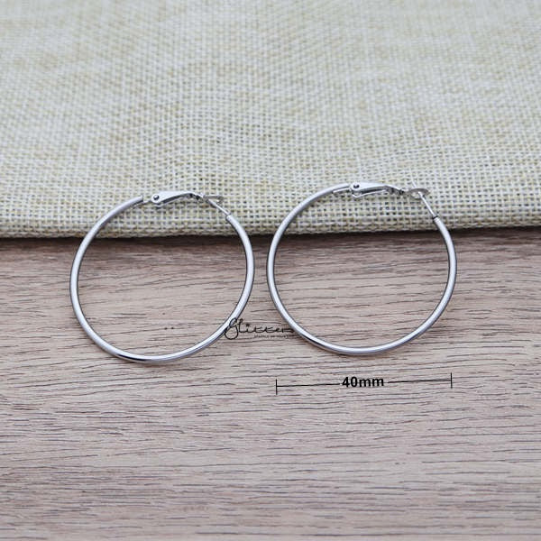 Stainless Steel Plain Wire Circle Hoop Women's Earrings - Silver-earrings, Hoop Earrings, Huggie Earrings, Jewellery, Stainless Steel, Women's Earrings, Women's Jewellery-ER0080-S-03_New-Glitters