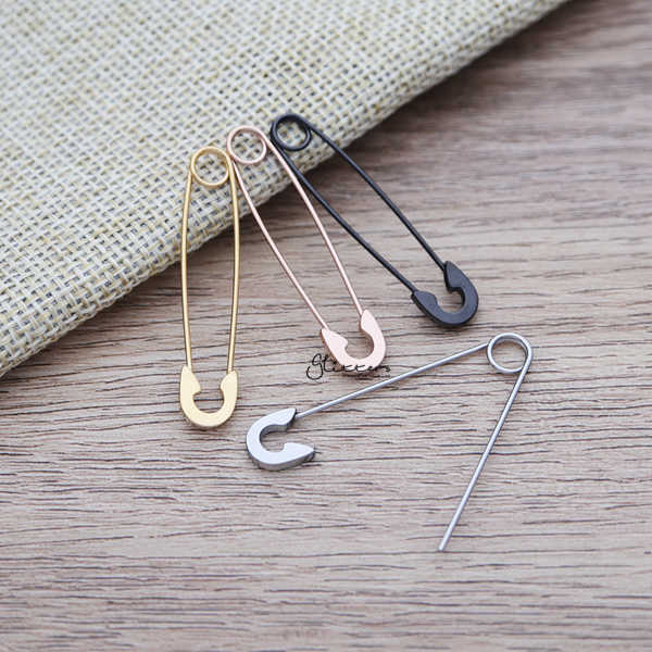 Stainless Steel Safety Pin Earrings-earrings, Jewellery, Men's Earrings, Men's Jewellery, Stainless Steel, Women's Earrings, Women's Jewellery-ER1471-ALL-Glitters