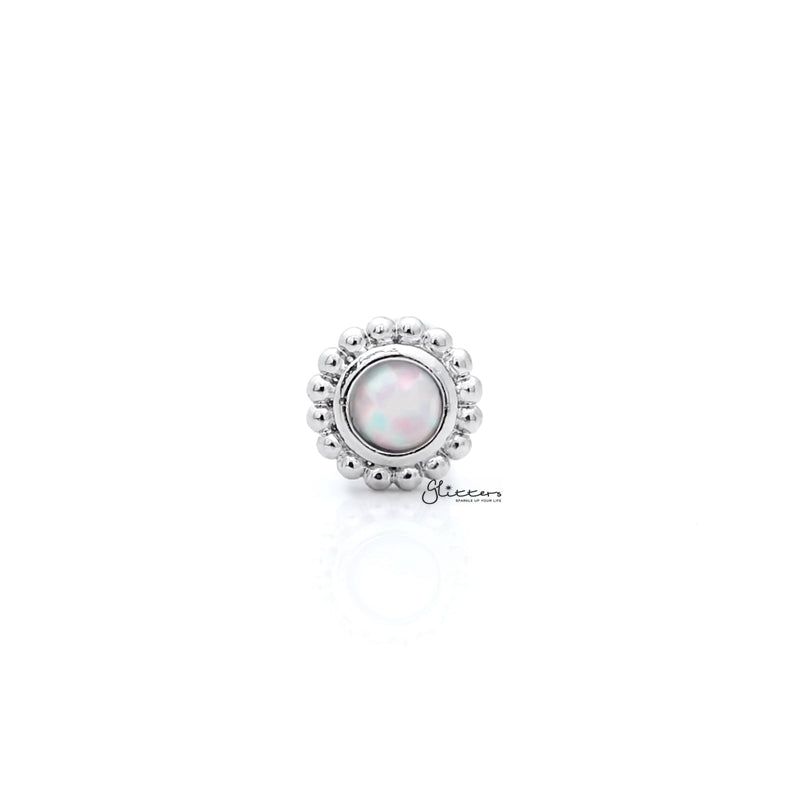 Opal White Tragus Barbell - Ball End | Flat Back-Body Piercing Jewellery, Cartilage, Flat back, Jewellery, Tragus, Women's Earrings, Women's Jewellery-FP0020-Opal-Wt_01-Glitters