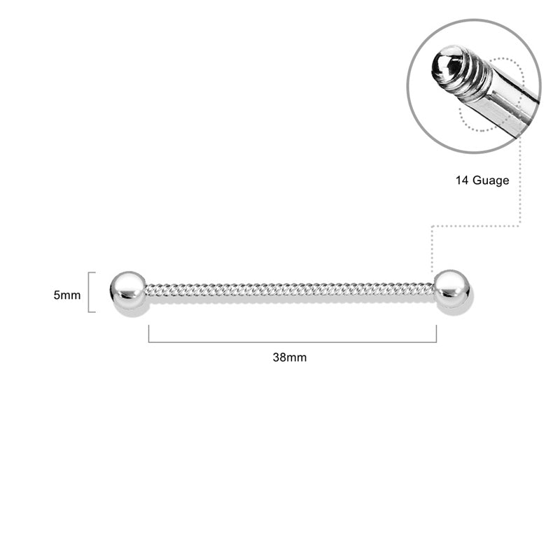 14GA 316L Surgical Steel Twisted Rope Industrial Barbells - Black-Body Piercing Jewellery, Industrial Barbell-IB0002-TWST-01_75373af4-973f-484b-ae54-64045cd9ae39-Glitters