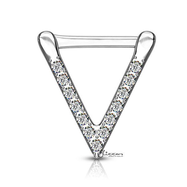 316L Surgical Steel CZ Paved Triangle Clicker for Septum, Ear Cartilage, Daith and More-Body Piercing Jewellery, Cartilage, Cubic Zirconia, Daith, Nose, Septum Ring-NS0096-S-Glitters