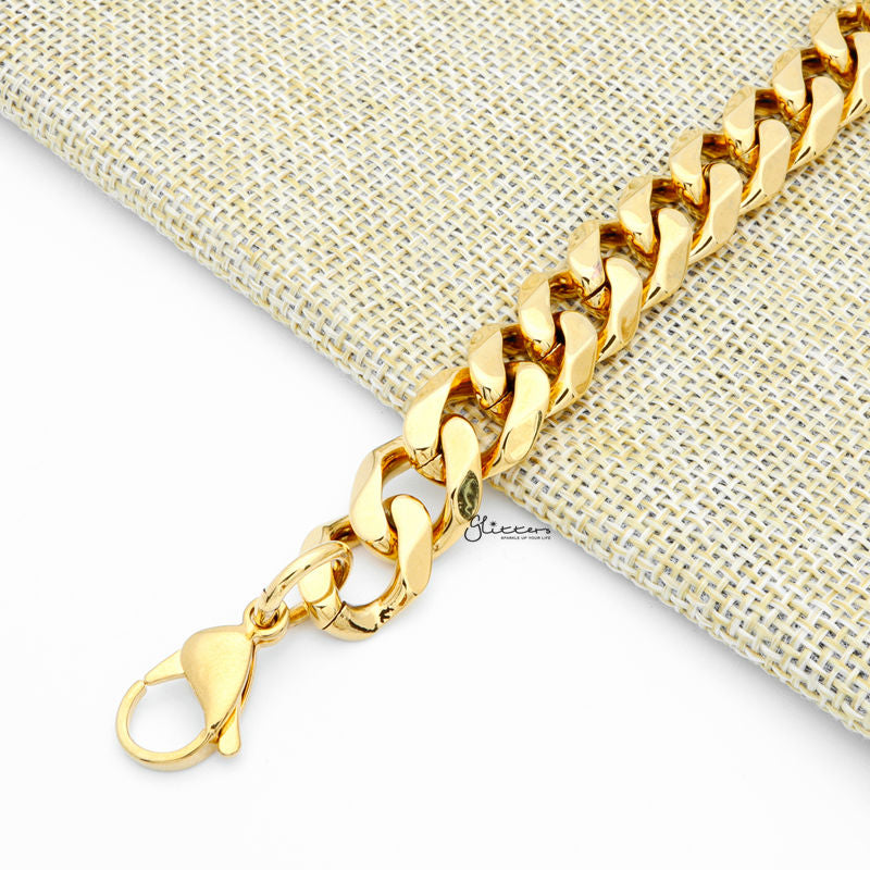 Gold I.P 13mm Stainless Steel Beveled Cuban Chain Bracelet-Bracelets, Jewellery, Men's Bracelet, Men's Jewellery, Stainless Steel, Stainless Steel Bracelet-SB0082-2_1-Glitters