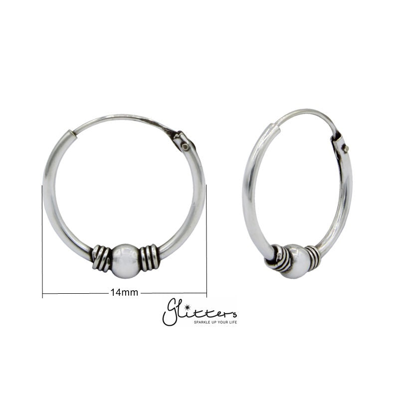 Sterling Silver Bali Hoop Sleeper Earrings - 14mm - SSE0246-earrings, Hoop Earrings, Jewellery, Women's Earrings, Women's Jewellery-SSE0246_new_7cfcd753-c277-490d-ad22-0b642c53d1fb-Glitters