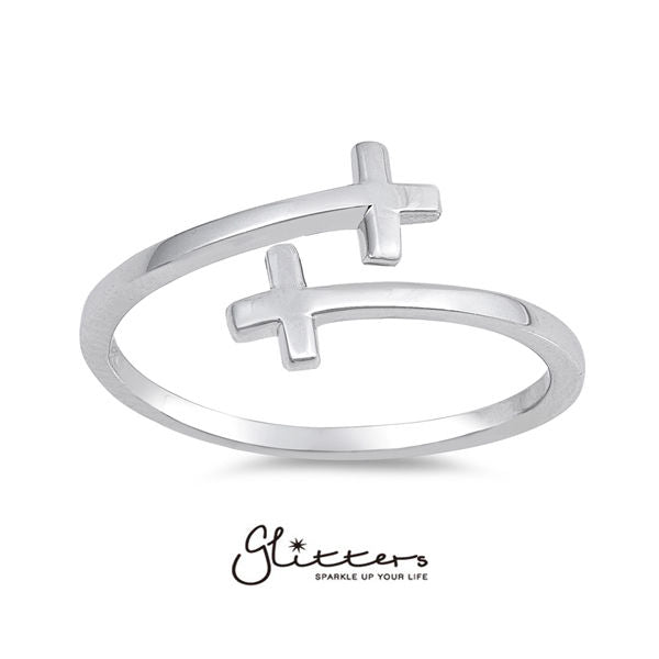 Sterling Silver Sideway Cross Women's Rings-Jewellery, Rings, Sterling Silver Rings, Women's Jewellery, Women's Rings-SSR0021-1-Glitters