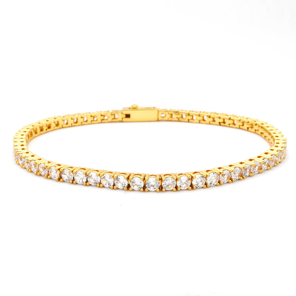 3mm Round Cut C.Z Tennis Bracelet-Bracelets, Hip Hop, Hip Hop Bracelets, Iced Out, Jewellery, Women's Bracelet, Women's Jewellery-bcl0190-G_1-Glitters