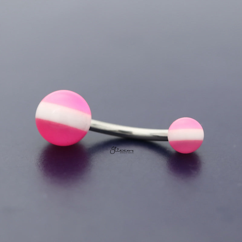 Acrylic Balls Belly Button Navel Ring - Pink-Belly Ring, Body Piercing Jewellery-bj0333-p-Glitters