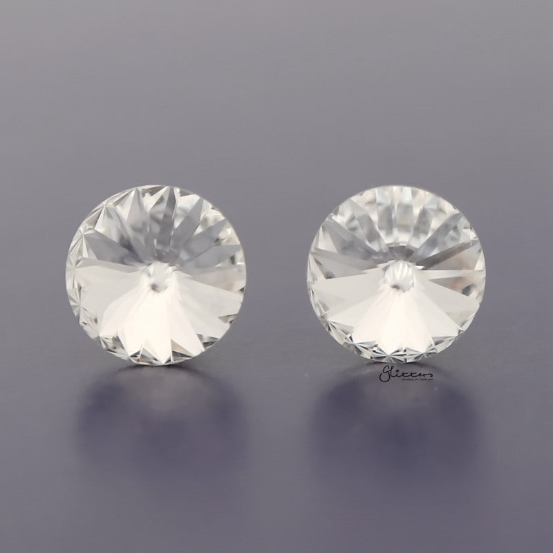 Round Crystal Stud Earrings - Clear-Crystal, earrings, Jewellery, Stud Earrings, Women's Earrings, Women's Jewellery-er0591-c-1_800-Glitters