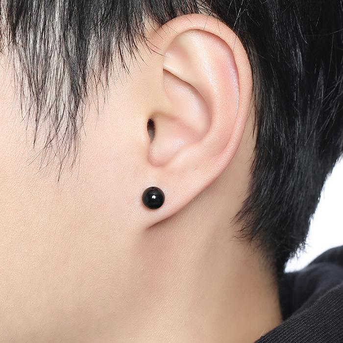 Black Titanium I.P Stainless Steel Round Ball Stud Earrings-3mm | 4mm | 5mm | 6mm-earrings, Jewellery, Men's Earrings, Men's Jewellery, Stainless Steel, Stud Earrings, Women's Earrings-er1472-03-Glitters