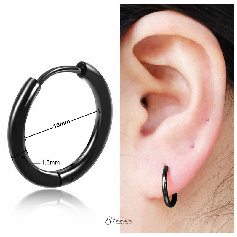 080Dj【洗練と美】フープピアス　ブラックストーン　CZ　S925　ゴールド BLACK DIAMOND CLICK HOOP PIERCED EARRING(SS)(2ZP1630)K18