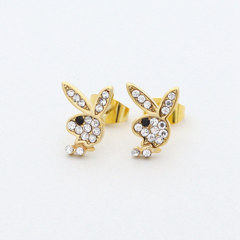 Official Playboy Bunny Stud Earrings - Gold-Crystal, earrings, Jewellery, Men's Earrings, Men's Jewellery, Stud Earrings, Women's Earrings, Women's Jewellery-er1538-g_1__800-Glitters