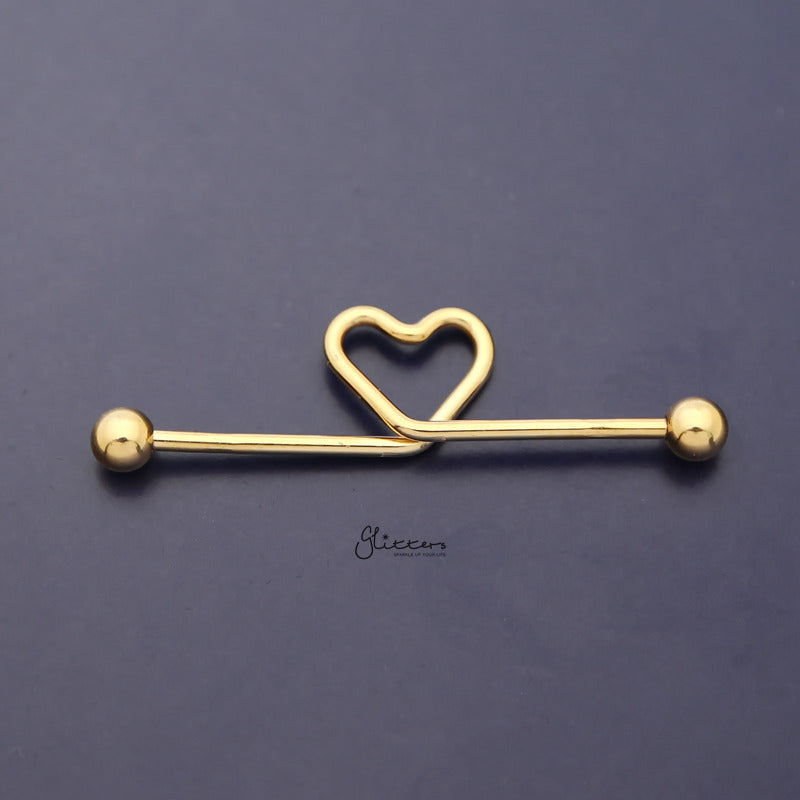 Heart shape Industrial Barbell - Gold-Body Piercing Jewellery, Industrial Barbell-ib0013-g-2_800-Glitters