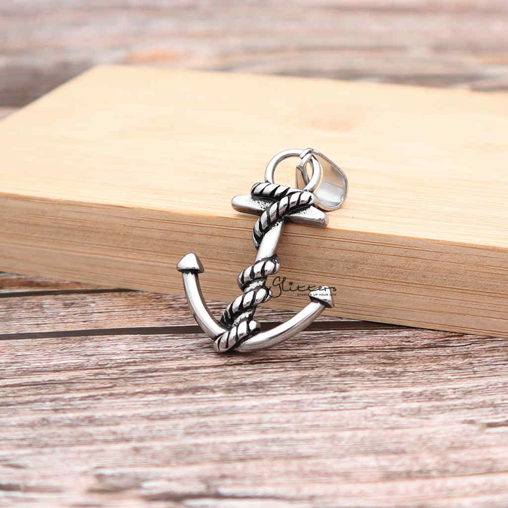 Stainless Steel Anchor and Rope Pendant-Jewellery, Men's Jewellery, Men's Necklace, Necklaces, Pendants, Stainless Steel, Stainless Steel Pendant-sp0256_1000-01-Glitters