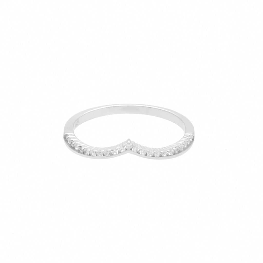 Micro CZ Paved V Shape Sterling Silver Ring-Cubic Zirconia, Jewellery, Rings, Sterling Silver Rings, Women's Jewellery, Women's Rings-ssr0069-1_1-Glitters